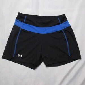 UNDER ARMOUR womens SHORTS black ATHLETIC gymnastics SHORTY royal blue SIZE SM